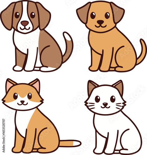 Brown white dog tan dog white cat tan cat puppy kitten