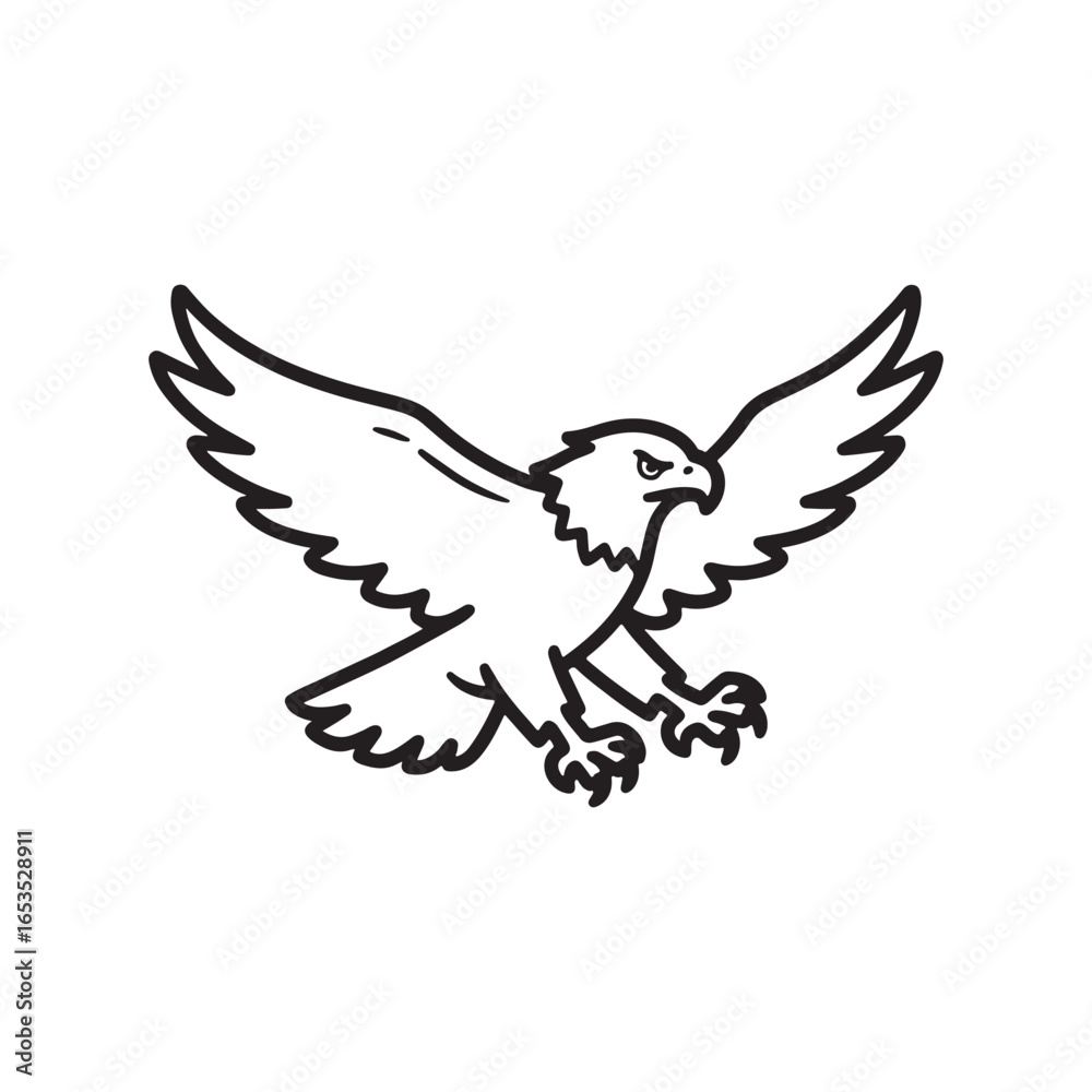 Obraz premium Flying Eagle Bold Line Illustration
