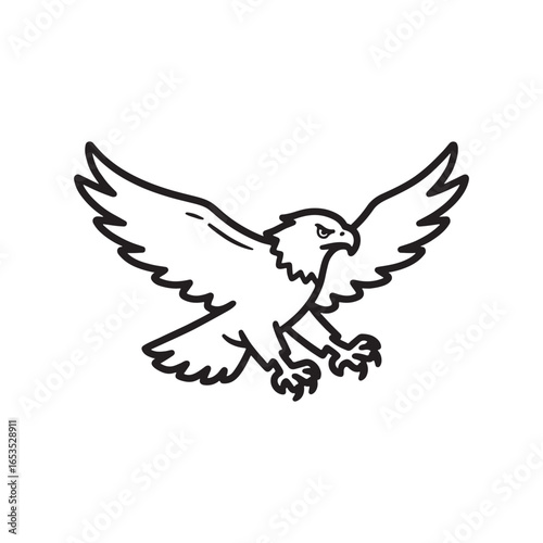 Flying Eagle Bold Line Illustration