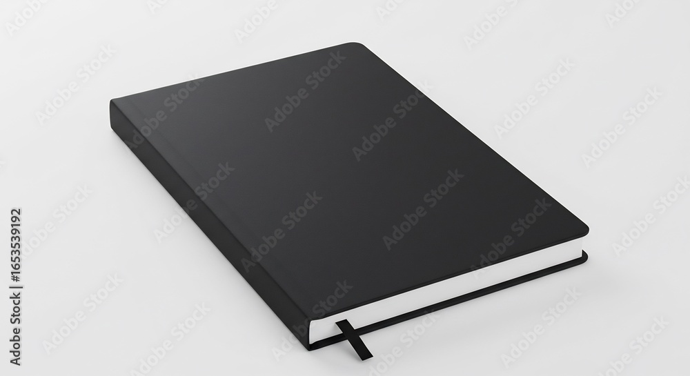 Sleek black notebook rests subtly on white background soft light enhances minimalist design. AI Generated Sleek black notebook rests subtly on white background soft light enhances minimalist design. AI Generated