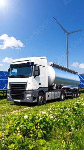 Wallpaper Mural A white tanker truck in a sunny field Torontodigital.ca