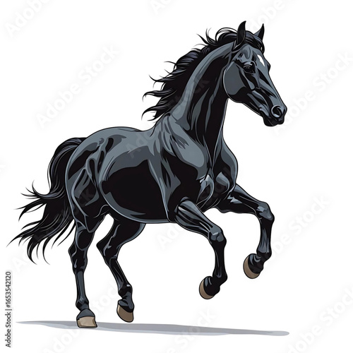 black horse isolated on white