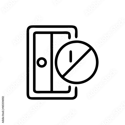 Symbolic representation of an electrical switch with a prohibition symbol, indicating do not switch on or power off status