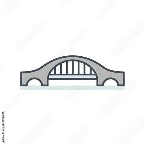Illustration of an arched bridge with vertical supports and a flat base.