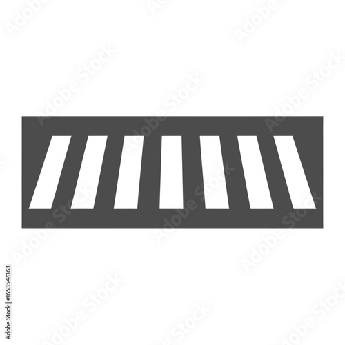 Simple black and white pedestrian crossing graphic.