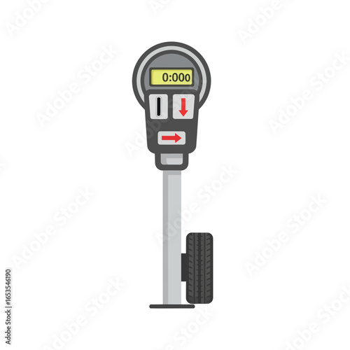 Illustration of a parking meter with a digital display and coin slot.
