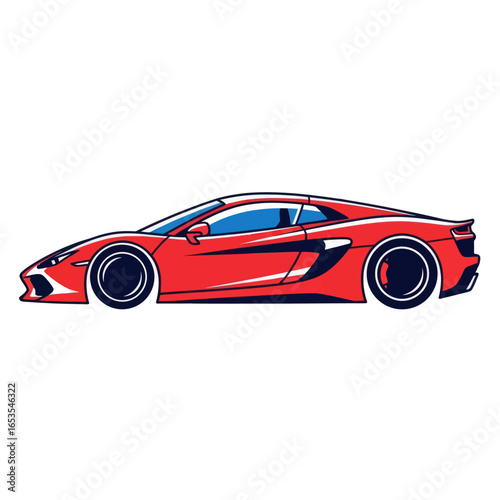 A sleek, red sports car with a modern aerodynamic design, showcasing its powerful performance and luxurious appeal.
