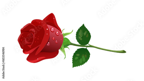 Beautiful red rose flower vector illustration for valentine's day and romantic floral design needs
