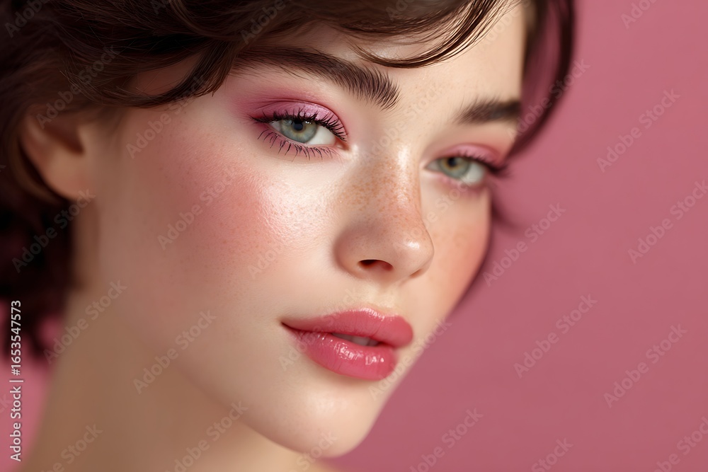 Fototapeta premium Portrait of young woman with make up