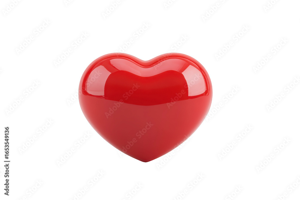 Fototapeta premium Red heart shape glossy surface isolated on transparency background symbolizing love romance affection and passion perfect for Valentine Day or romantic design projects