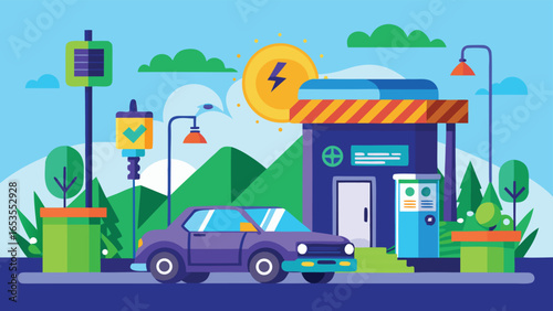 Electric Car Charging Station With Solar Panel And Futuristic Design electric vehicle transparency background