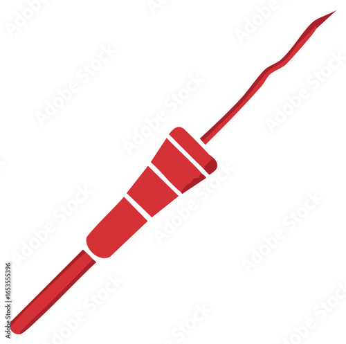 Red windsock illustration showing wind direction and strength for aviation purposes isolated on white
