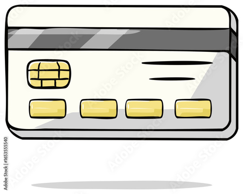 Illustration of a debit or credit card with a chip and magnetic stripe