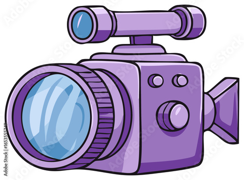 Bright purple cartoon camcorder illustration for digital video production
