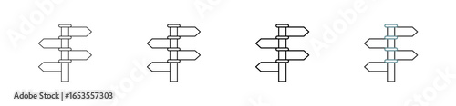 Sign post icon set outline style with various sizes