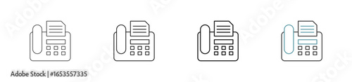 Fax icon set outline style with various sizes