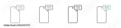 Phone message icon set outline style with various sizes