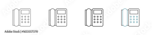 Landline phone icon set outline style with various sizes