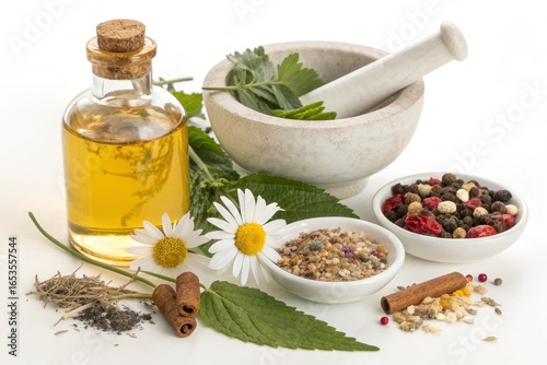 Natural herbal remedies and essential oils for holistic wellness and alternative medicine