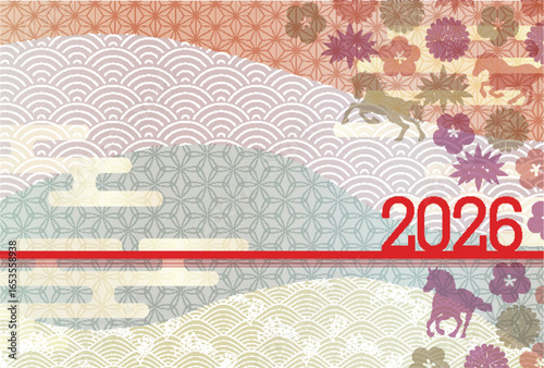 午　年賀状　干支　背景