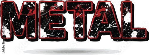 Graphic illustration of the word "METAL" with a distressed, textured appearance and a shadow.