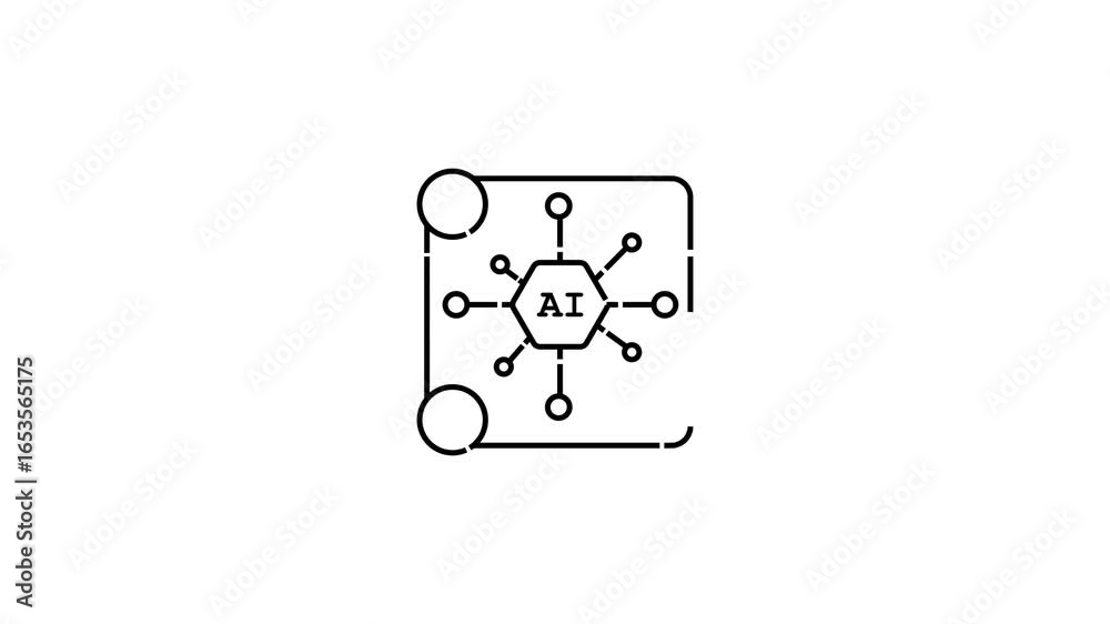 AI Technology Black Outline Icon Animation – Modern Artificial Intelligence Symbol Isolated in 4K Stock Video. AI Technology Black Outline Icon Animation – Modern Artificial Intelligence Symbol Isolated in 4K Stock Video.