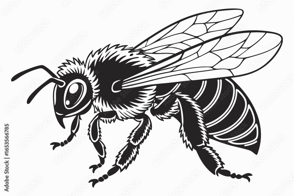 Obraz premium Honeybee sihouette black vector