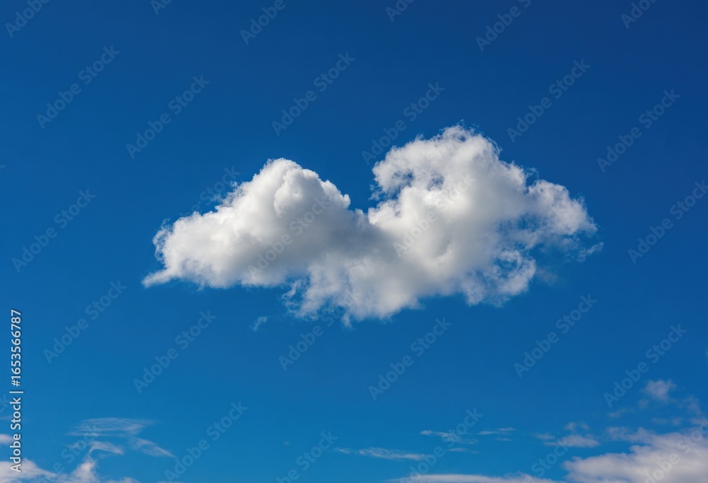 Fototapeta premium Single cumulus cloud in a vibrant blue sky
