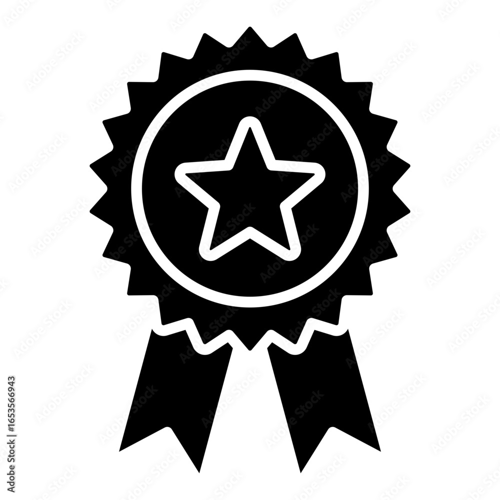 Star award badge glyph solid icon Star award badge glyph solid icon