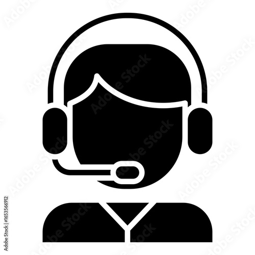 Man with headset, costumer service, support glyph solid icon
