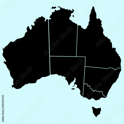 Australia Infographic Map, very high resolution map of Australia, isolated on white background. Infographic, Flat Earth, Globe map icon, Travel around the world, silhouette map

