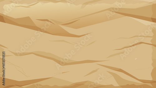 Detailed, crumpled kraft paper texture in a warm brown tone, featuring realistic folds and wrinkles. Perfect for vintage, rustic, distressed backgrounds, packaging, or scrapbooking projects.