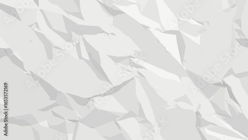 High-contrast, crumpled paper texture in shades of white and light gray, creating a dynamic, abstract background. Ideal for minimalist designs, grunge overlays, or distressed effects.