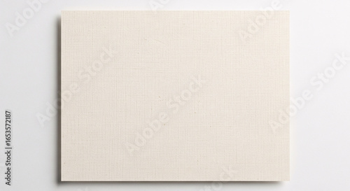 Close up of a rectangular off white canvas with subtle texture against a white background wall space on transparent background