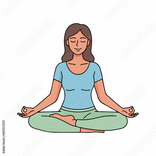 Woman finding inner peace meditating in serene yoga pose