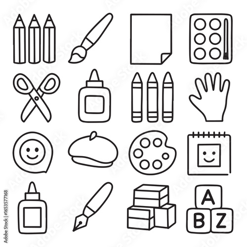 Arts and crafts tools icons