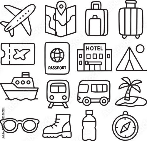 Travel and Vacation Line Icons