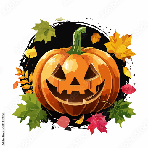 ハロウィンのジャック・オー・ランタン　水彩画風
