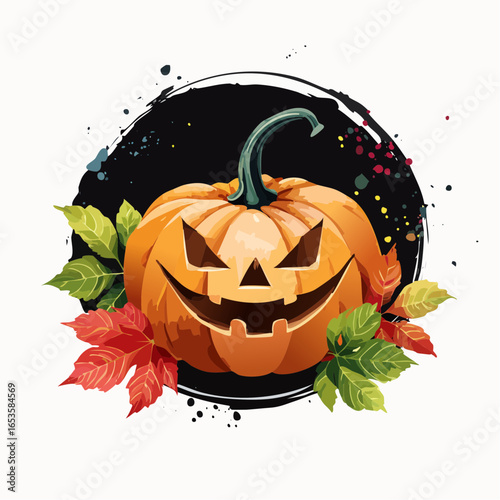 ハロウィンのジャック・オー・ランタン　水彩画風