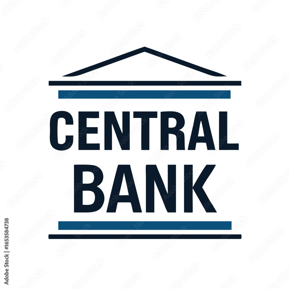 Obraz premium Vector art of the bold text central bank is displayed prominently within a stylized architectural design, suggesting a financial institution