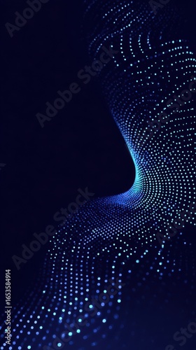 Abstract Blue Dot Swirl on Dark Background for Futuristic Design