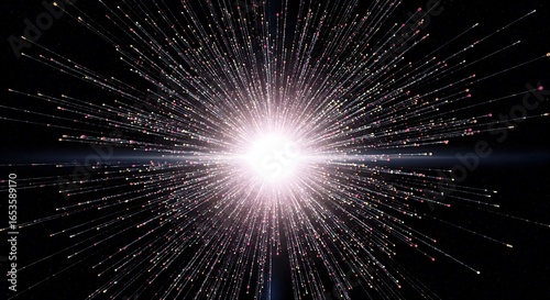 Big Bang Explosion of Data from a Central Node, a Neural Network Concept.