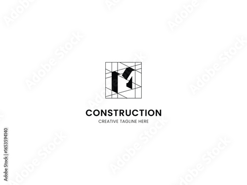 Construction or Architect logo with letter M and line sketch