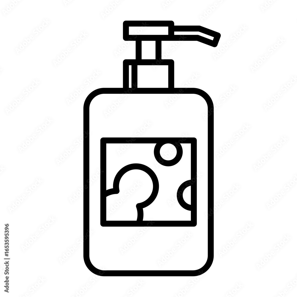 Fototapeta premium Body Soap Bottle Skin Care Beauty Make Up Cosmetic Line Art Icon 