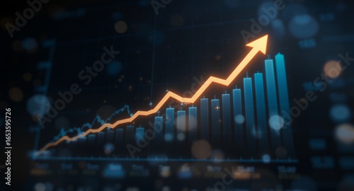 Financial Growth Upward Trending Market Chart, Investment Success Visualization