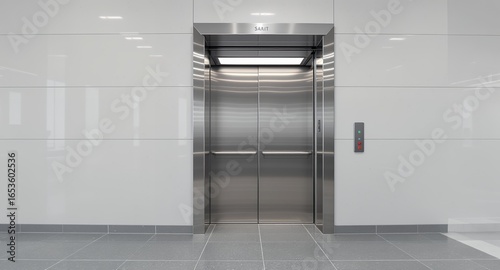 Modern Stainless Steel Elevator Doors in Contemporary Building Lobby