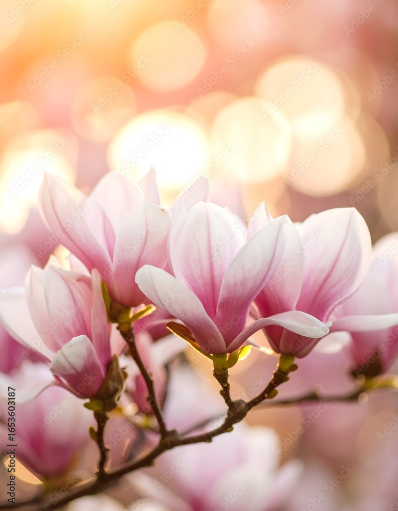 Fototapeta premium Blossoming magnolia in sunlight