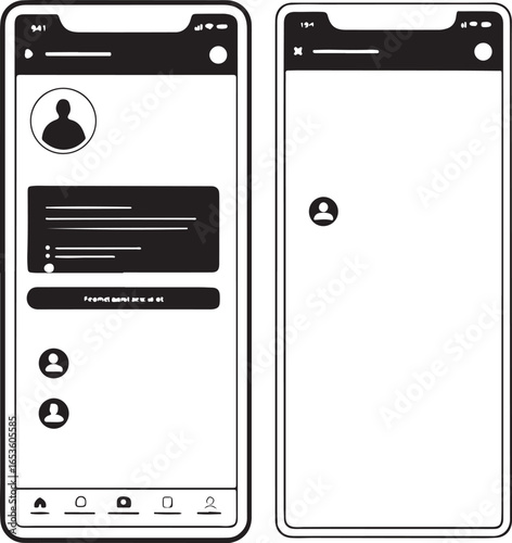 Minimalist Messaging App Wireframe UI with Chat Screen and User Avatars