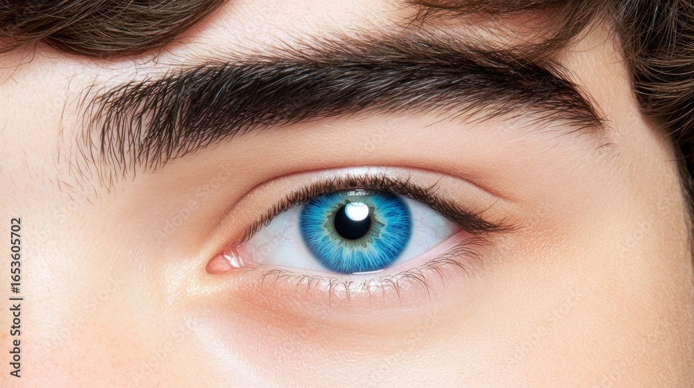 Obraz premium Close-up capture of a mesmerizing blue eye conveying clarity and depth within human vision