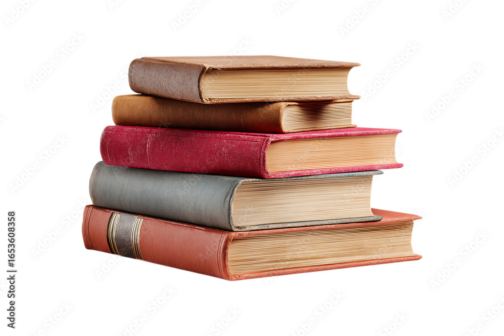 Stack of old books isolated on transparent background Stack of old books isolated on transparent background